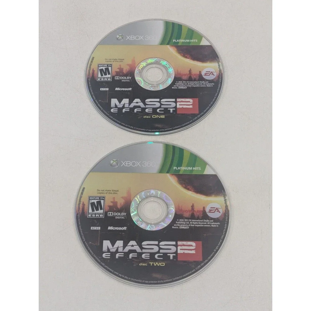 Mass Effect 2 (Microsoft Xbox 360, 2010) Platinum Hits 2-Disc‎ Set